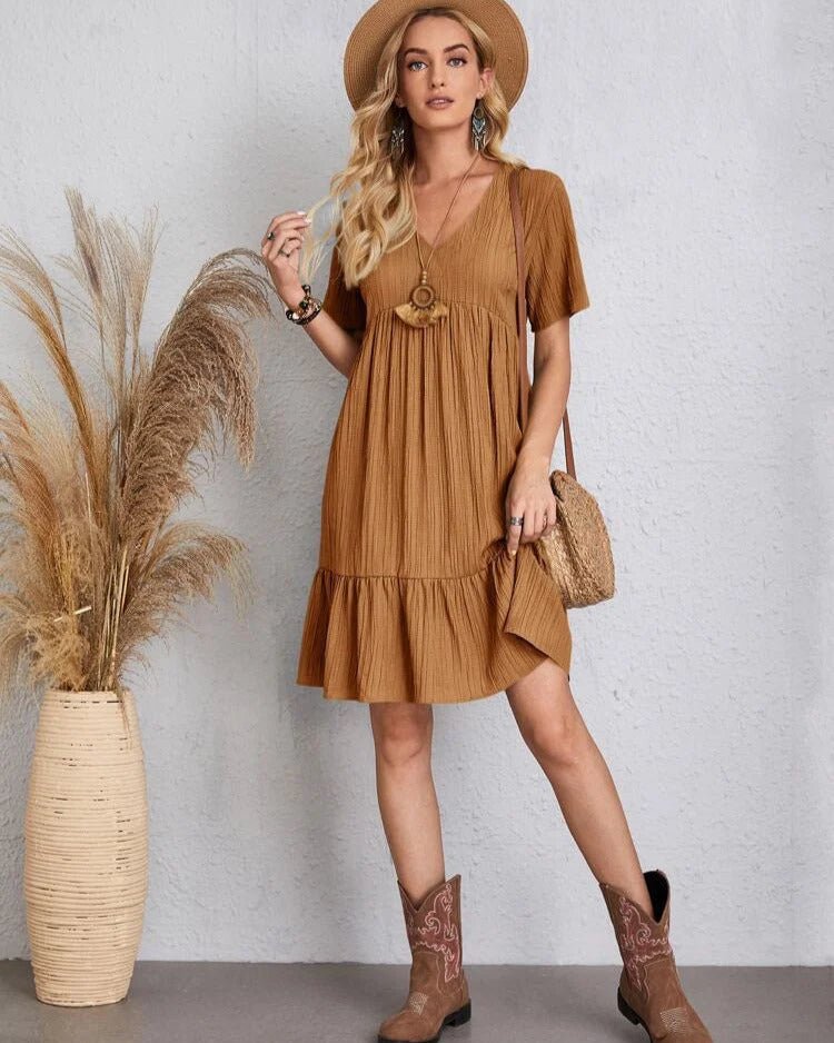 Adriana Exclusive Vintage Dress with V Neck & Lace Design Chic Silhouette Collection