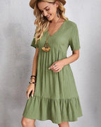 Adriana Exclusive Vintage Dress with V Neck & Lace Design Chic Silhouette Collection