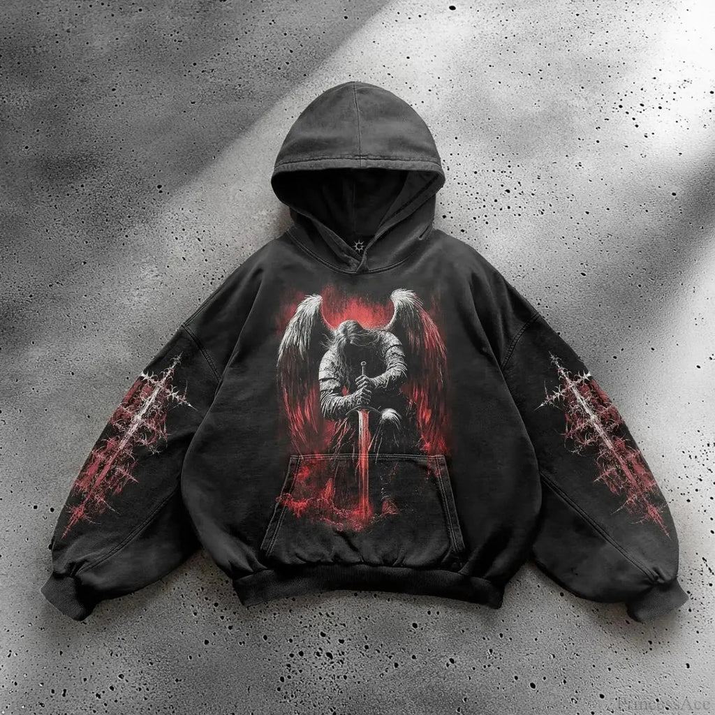Harajuku Mysterious Printed Hoodie