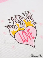 Heart Print Graceful Pocket Patch Jeans