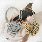 Heart Shape Sparkling Diamond Clutch Bag