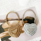 Heart Shape Sparkling Diamond Clutch Bag