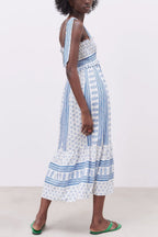 Wanda Chic Printed Midi Dress with Gathered Straps Everyday Luxe Edit