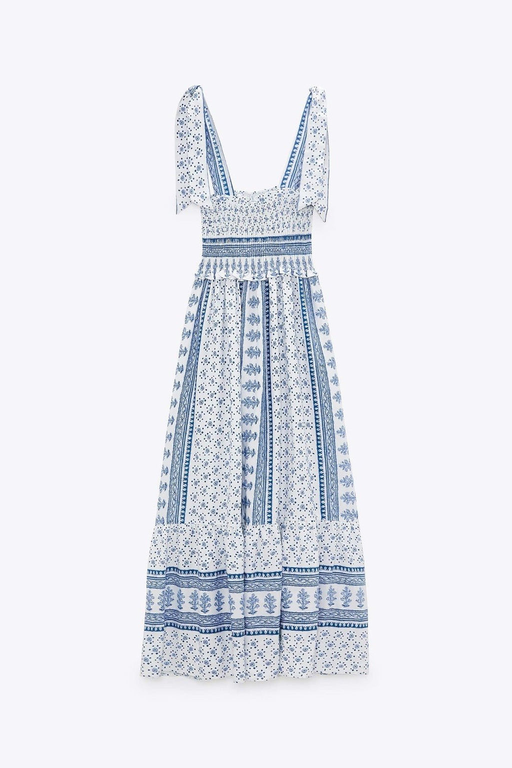 Wanda Chic Printed Midi Dress with Gathered Straps Everyday Luxe Edit