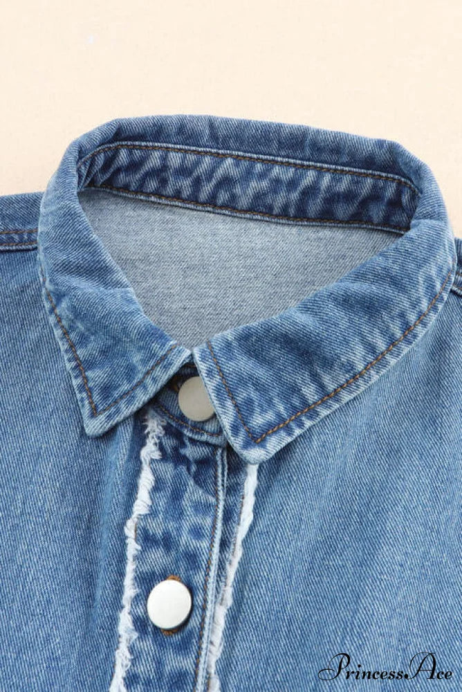 Hem Color Denim with Jacket and Up Raw Block Button Closure