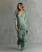Elena | Midi Dress with Fringe