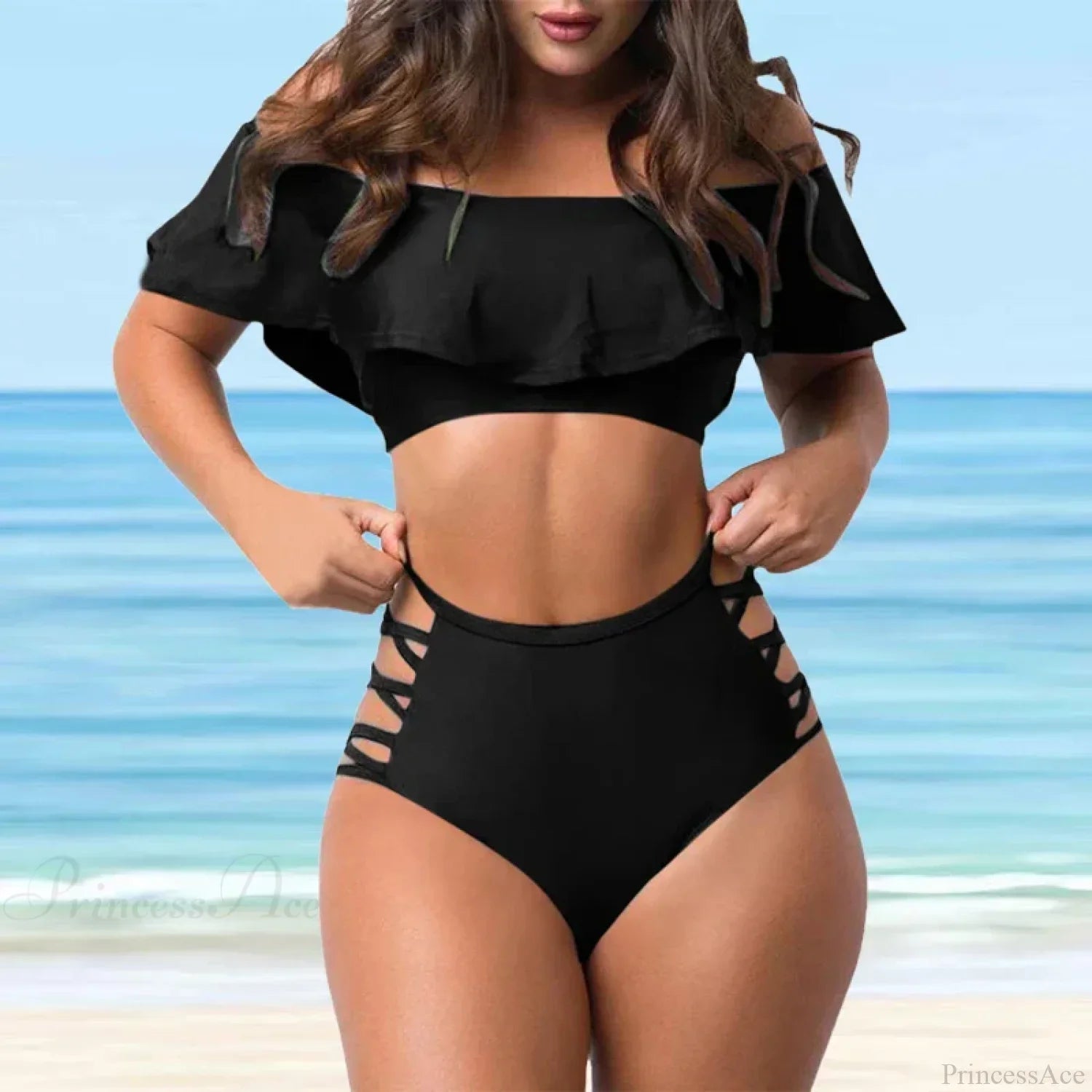 High Hips Pattern Tank Set Two Piece Set