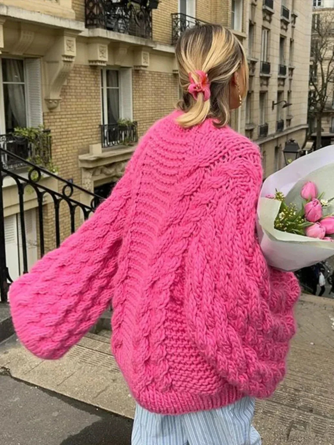 High Neck Wide Long Sleeve Loose Sweater