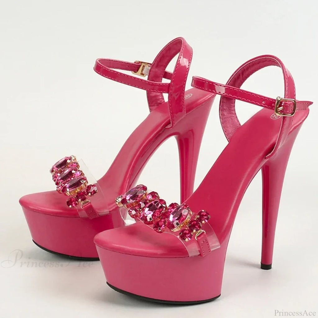 High Quality Diamond Chain Open Toe Super High Heel