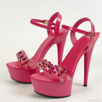 High Quality Diamond Chain Open Toe Super High Heel