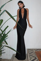High Slit Halter Dress