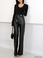 High Waist Faux Leather Pants