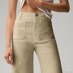 High Waist Patch Pocket Straight Pants