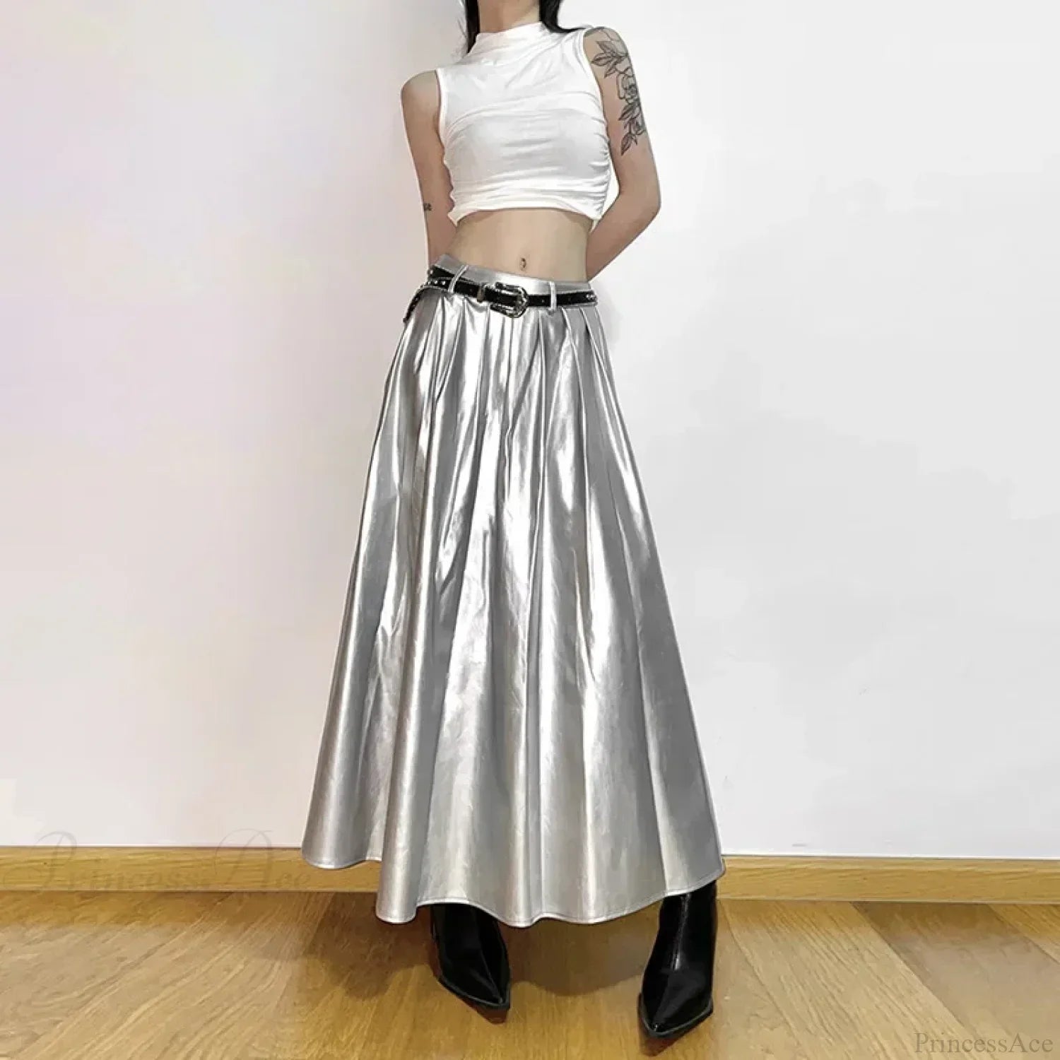 High Waist Pleated Cyberpunk Skirt
