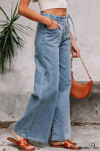 High Waist Solid Pocketed Flared Jeans