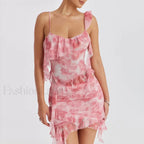 Hit Color Slim Skirt Two Piece Set