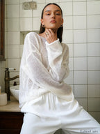 Hollow Draped Snug Knit Top