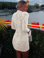 Hollow Lace Flare Sleeve Vacation Dress