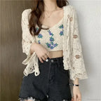 Hollow Out Elegant Long Sleeve Shrug Cardigan
