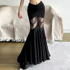 Hollow Out Stitching Midi Skirt