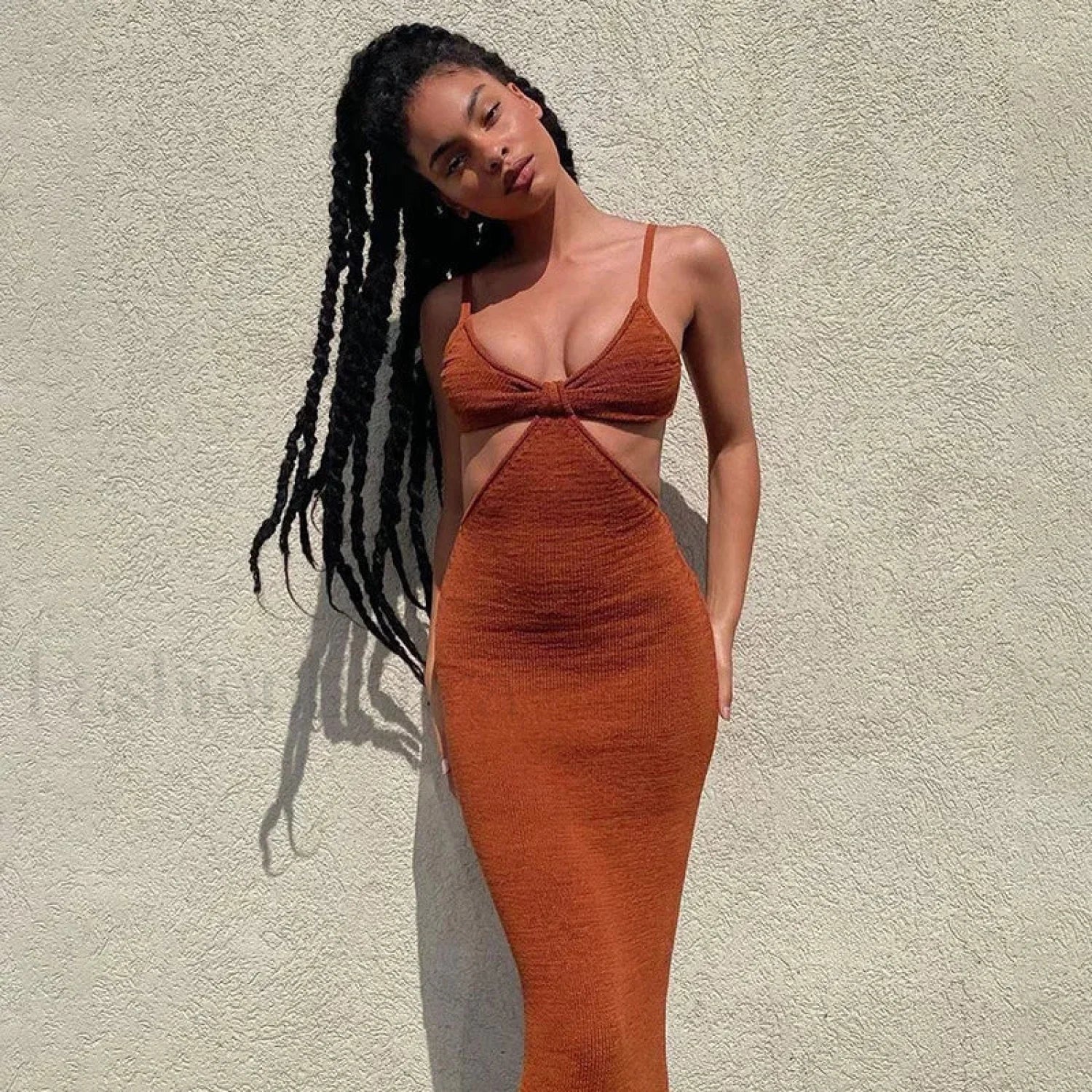 Hollow Wrapped High Waist Maxi Dress