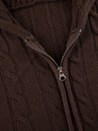 Hooded Button Graceful Front Knit Cardigan