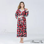 Hooded Flannel Tie-Belt Robe Suit