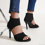Hot Spring Summer Designer Knitted Open Toe Sexy Party Leopard Print Stilettos High Heel
