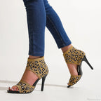 Hot Spring Summer Designer Knitted Open Toe Sexy Party Leopard Print Stilettos High Heel