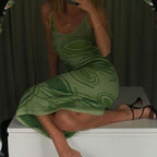 See In Color Abstract Print Cut Out Midi Dress