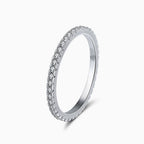 Cubic Zirconia Pave Set Sterling Silver Eternity Band Ring