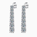 Sterling Silver Moissanite Linear Drop Earrings with Iced Out Design