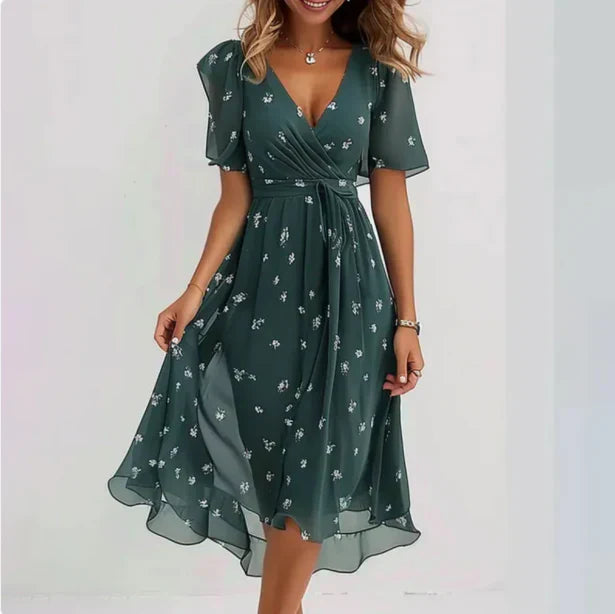 Genoveva Elevated Women's V Neck Dress Statement Occasion Edit