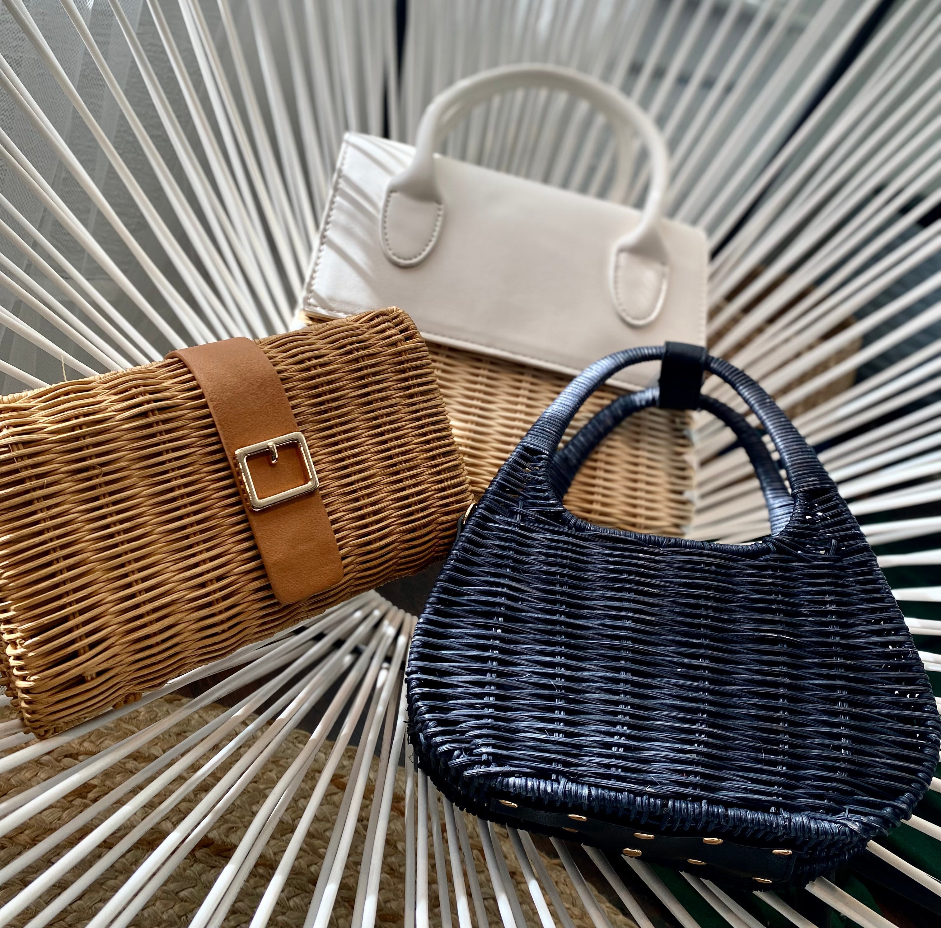 Fiji Black Woven Shoulder Bag