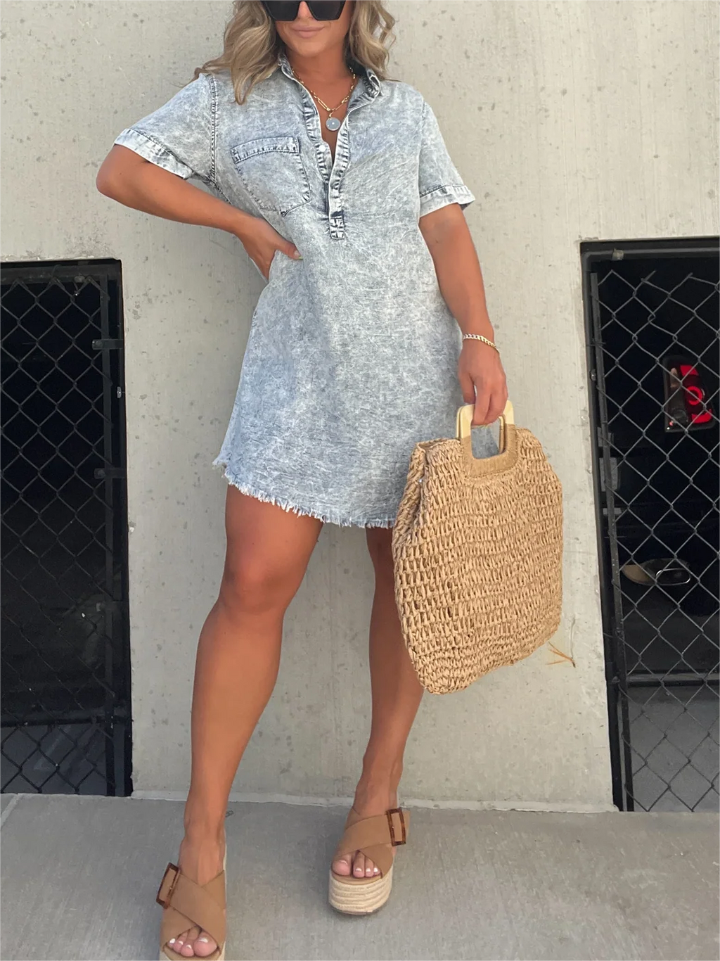 | Summer Washed Shirt Dress
