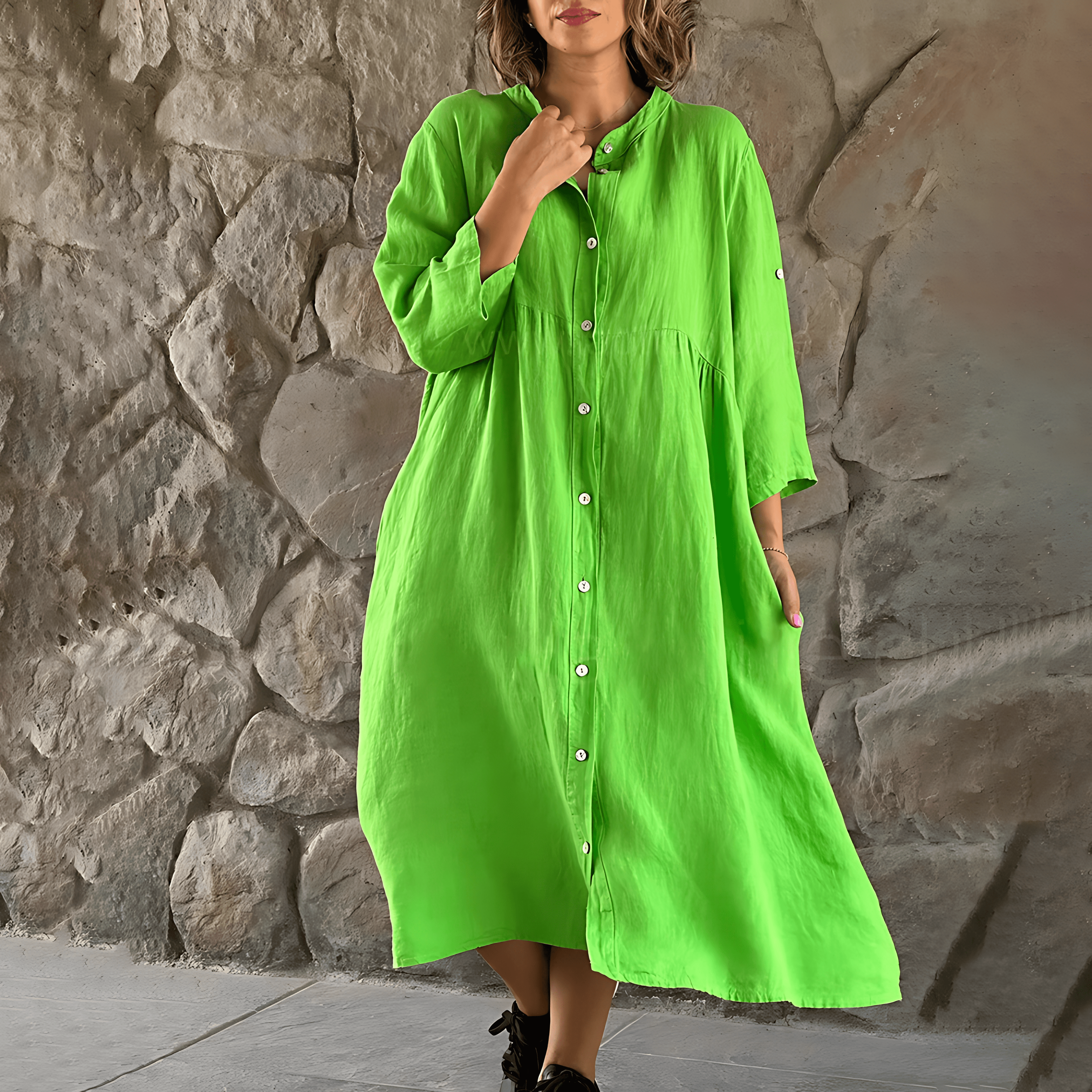 Noelia Timeless Plus Size Summer Dress Casual Button Down Elevated Occasion Wear