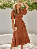 Olga Premium Belted Wrap Layered Maxi Dress Elevated Occasion Wear