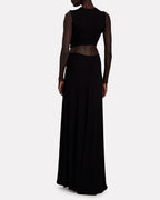 Deep V-Neck Halter Neck Waist Cut Out Knotted Drape High Split Maxi Gown