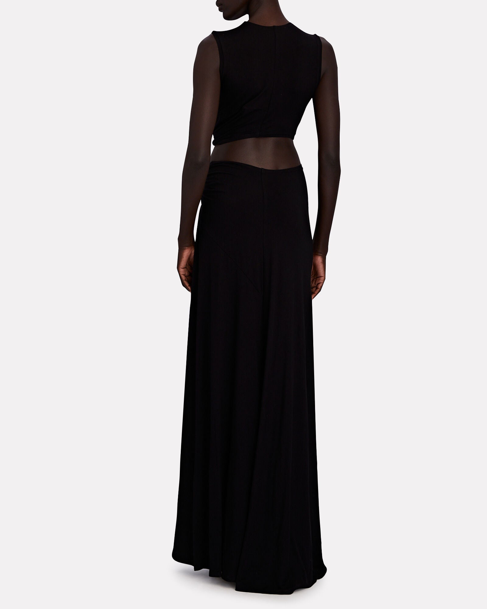 Deep V-Neck Halter Neck Waist Cut Out Knotted Drape High Split Maxi Gown