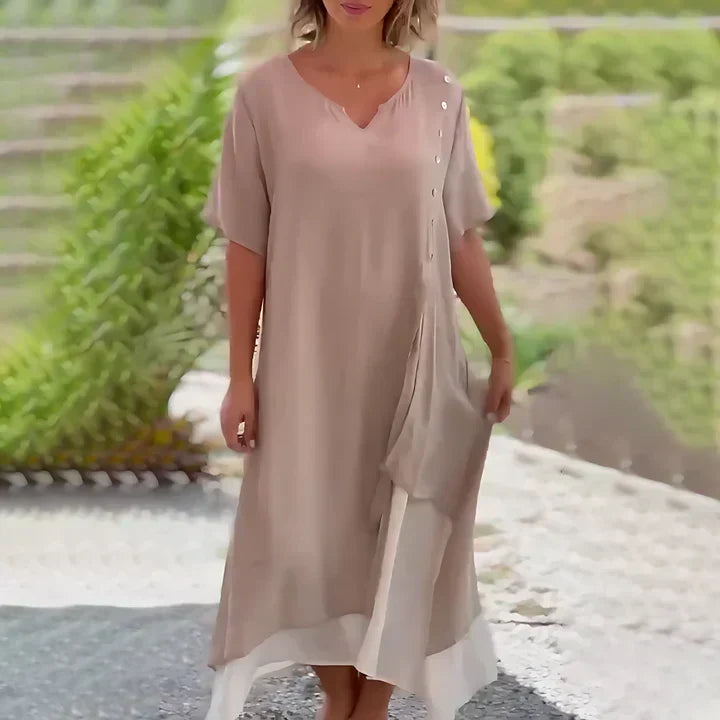 Thalía Minimalist Cotton and Linen Dress Premium Wardrobe Essential