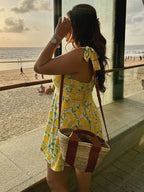 Yazmín Chic Summer Dress Cute Lemon Print Elevated Occasion Wear