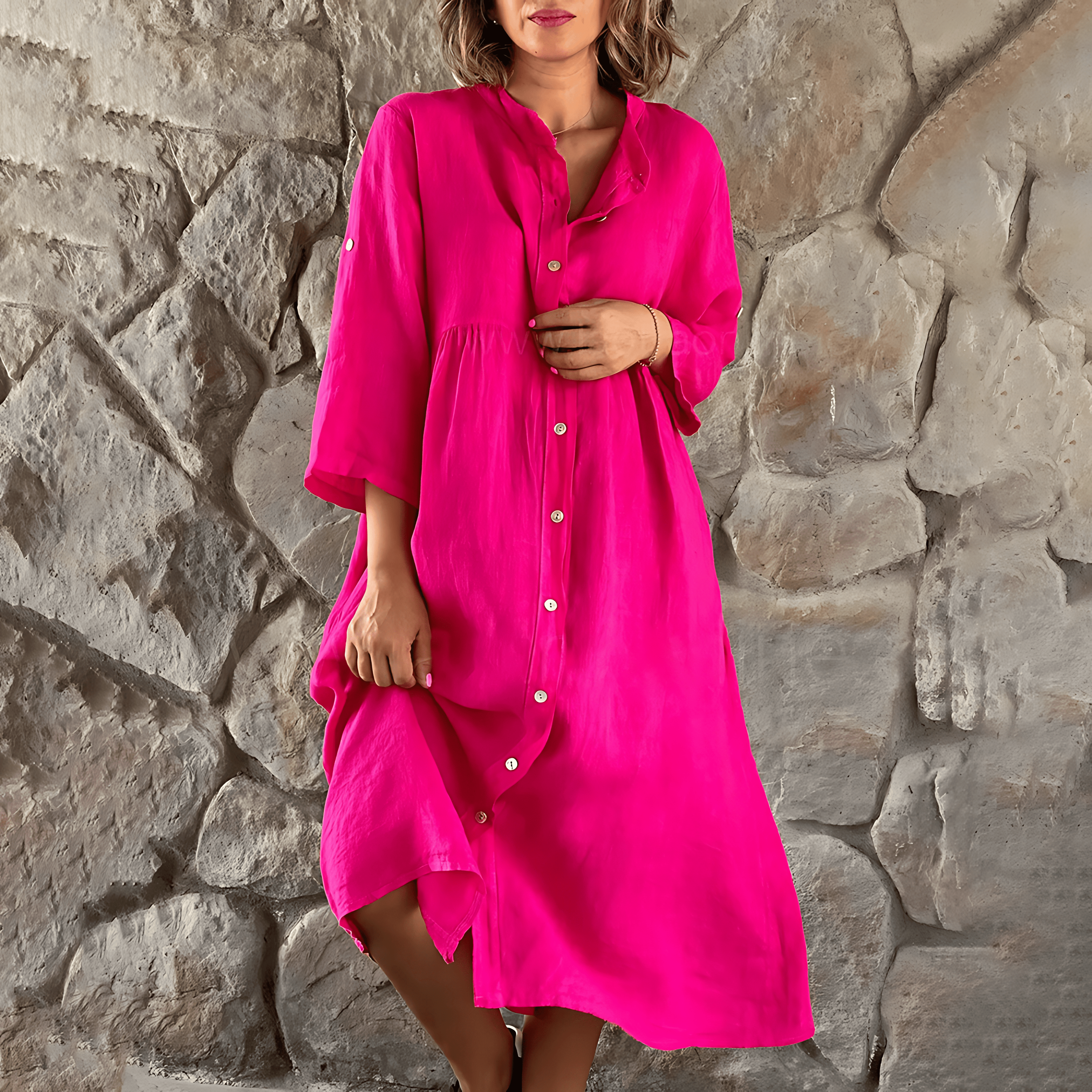 Valeria Statement Plus Size Summer Dress Casual Button Down Premium Wardrobe Essential