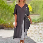 Thalía Minimalist Cotton and Linen Dress Premium Wardrobe Essential