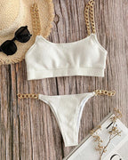 Chain Strap Triangle Two-Piece Bikini Set