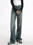 Patchwork Straight Boyfriend Jeans