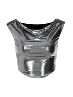 Curvy Hem Metallic Cropped Tank Top