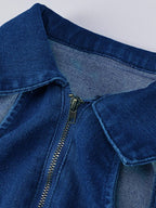 Front Zip Sleeveless Denim Jumpsuit