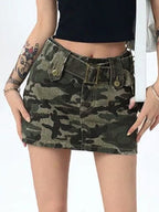 High Street Camouflage Denim Skirt