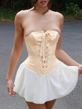 Strappy Strapless Ruffle Dress