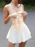 Strappy Strapless Ruffle Dress